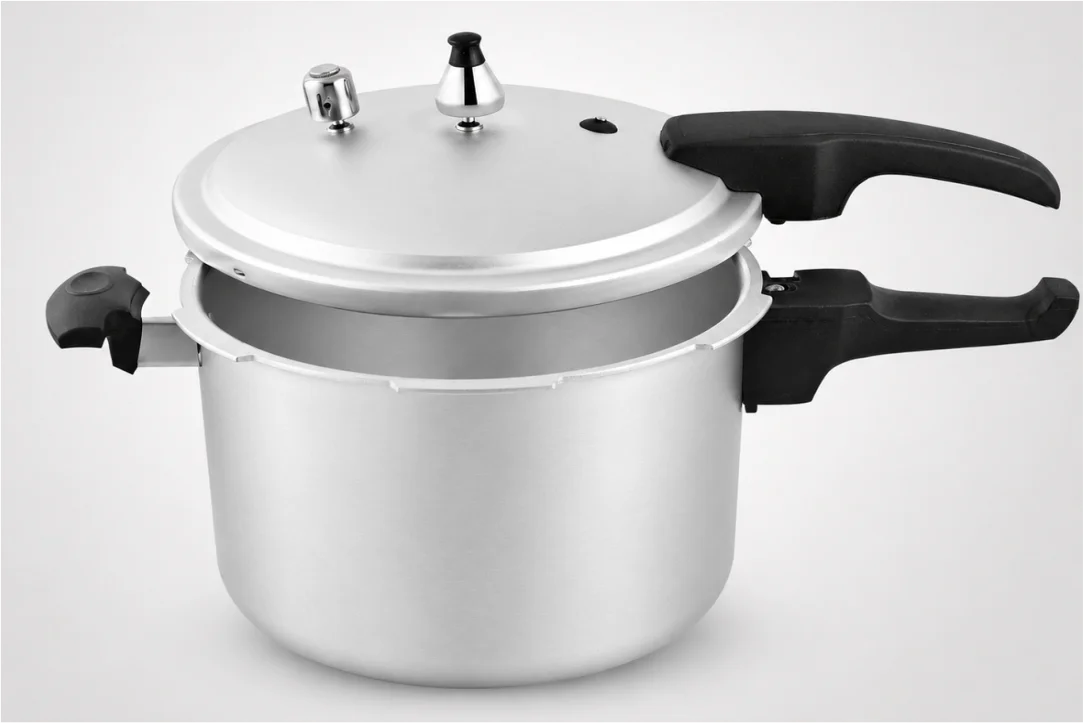 Dual Safety Valve Aluminum Pressure Cookers with QC Barcode Tags
