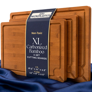 Deep Carbonized Bamboo Wood Cutting Boards Set