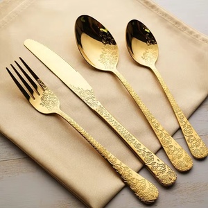 High Quality Flatware Sets Engraving Pattern Stainless Steel Cutlery Set Flatware Sets for Wedding