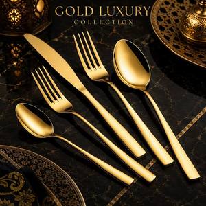 Luxury Restaurant Gold Mirror Polish Spoon and Fork and Knife Set Cutlery Set Stainless Steel Gold Cutlery Set for Wedding