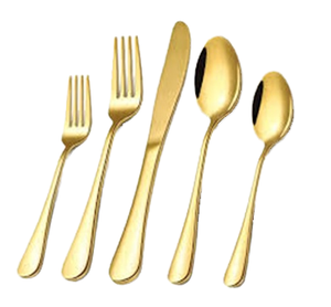 Customized 18/0 Stainless Steel Gold Flatware Set Eco-Friendly Laser Engraved Logo Cutlery