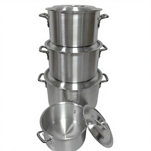 Heavy Duty Aluminum Stock Pot Set Extra Thick Cooking Casserole