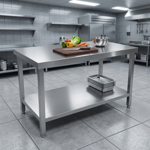 SUS304 Double Layer Hotel Food Prep Table