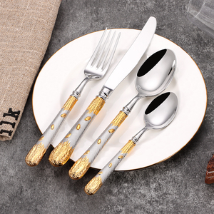 Restaurant Luxury Silverware Elegant High Quality Stainless Steel Spoon and Fork Utensil Gift Gold Cutlery Set